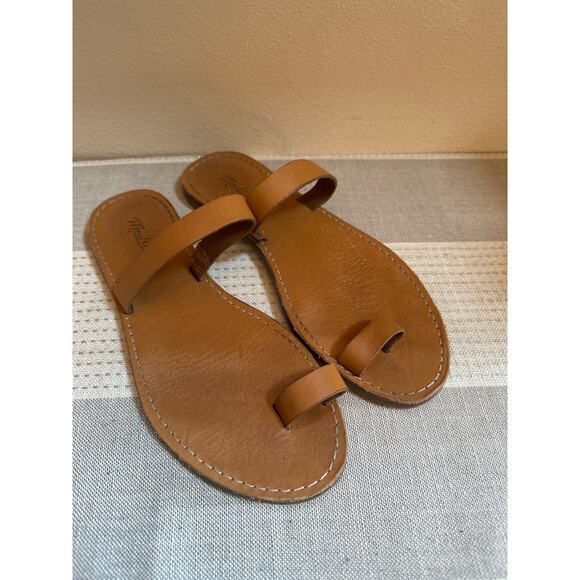 Madewell The Boardwalk Bare Slide Sandal in Desert Camel leather Size 7 - Picture 1 of 5